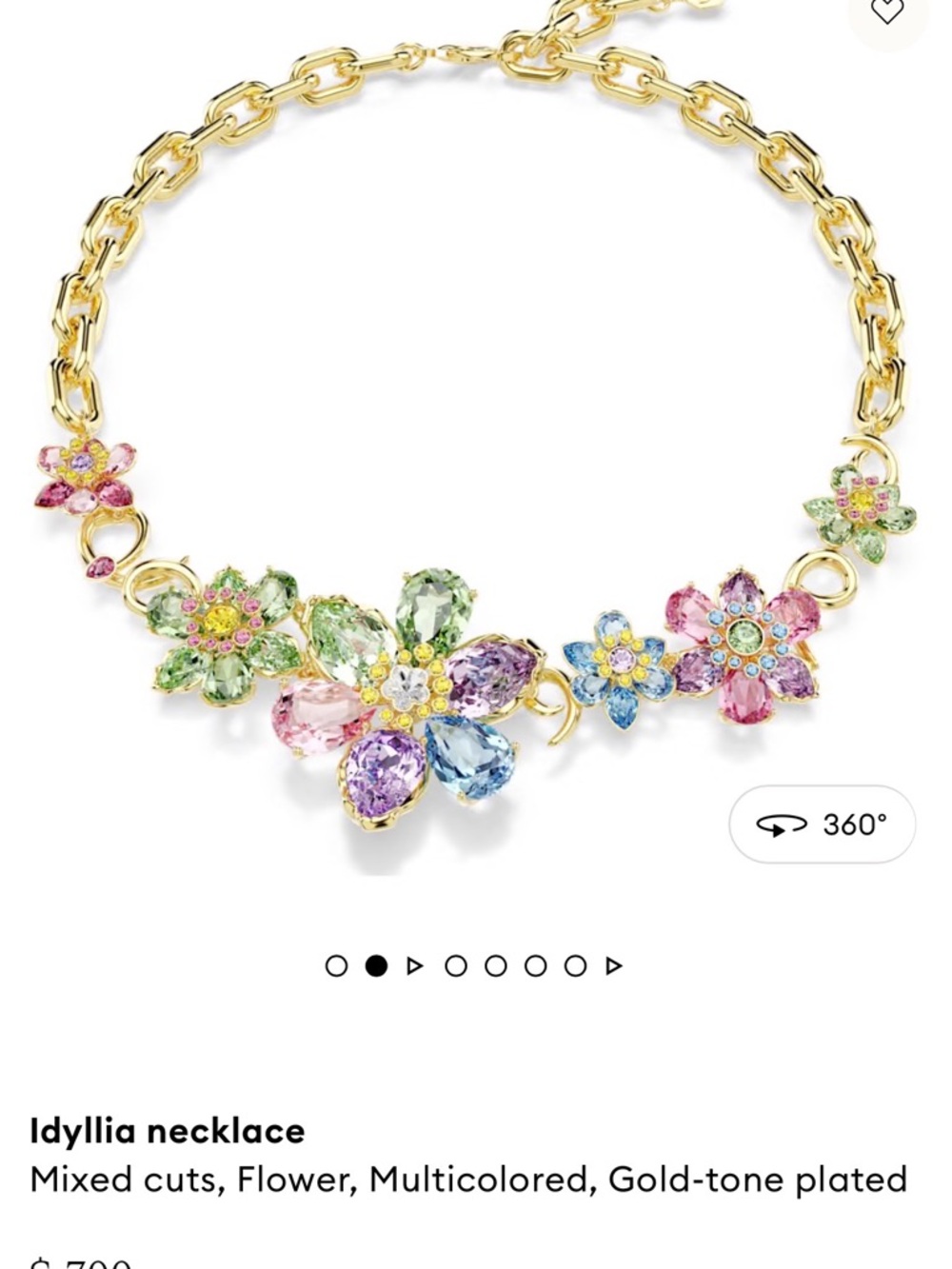 Swarovski Multicolor Floral Crystal Gold-Tone Necklace